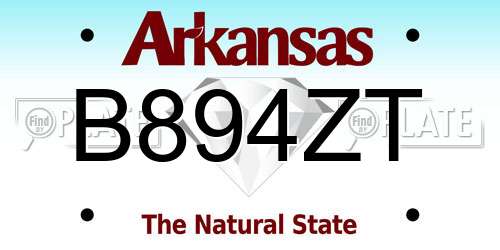 B894ZT Arkansas License Plate