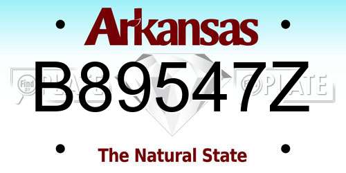 B89547Z Arkansas License Plate