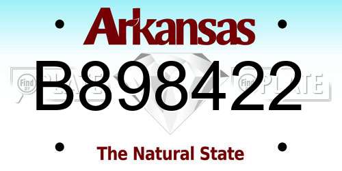 B898422 Arkansas License Plate