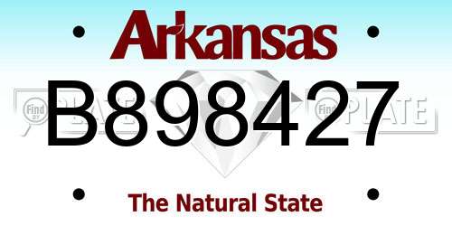 B898427 Arkansas License Plate