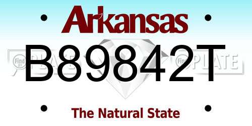 B89842T Arkansas License Plate