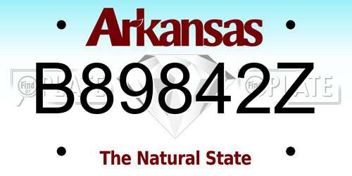 B89842Z Arkansas License Plate