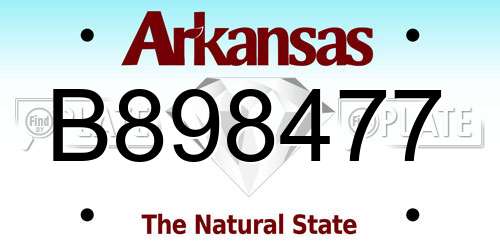 B898477 Arkansas License Plate