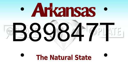 B89847T Arkansas License Plate