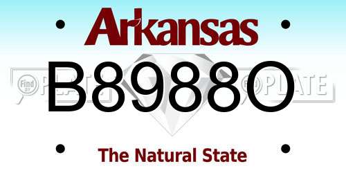 B8988O Arkansas License Plate