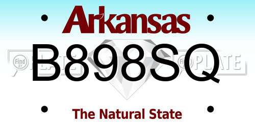 B898SQ Arkansas License Plate