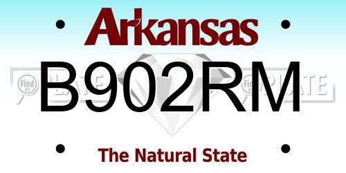 B902RM Arkansas License Plate