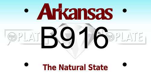B916 Arkansas License Plate