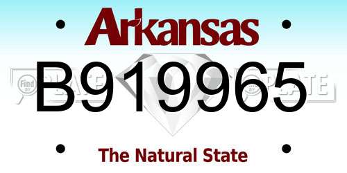 B919965 Arkansas License Plate