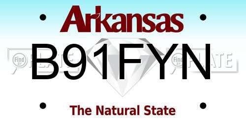 B91FYN Arkansas License Plate