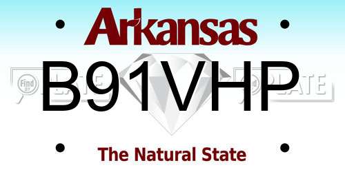 B91VHP Arkansas License Plate