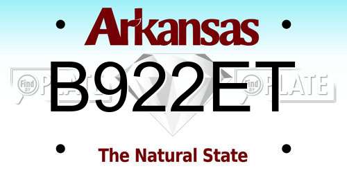 B922ET Arkansas License Plate