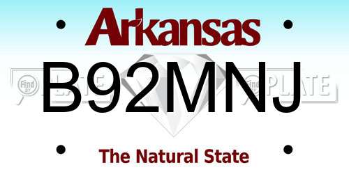 B92MNJ Arkansas License Plate