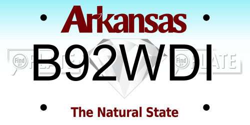 B92WDI Arkansas License Plate