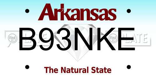 B93NKE Arkansas License Plate