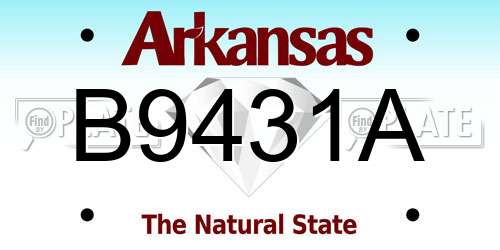 B9431A Arkansas License Plate