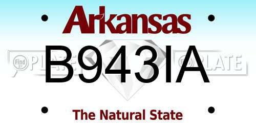 B943IA Arkansas License Plate
