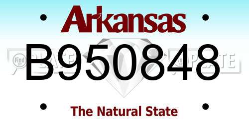 B950848 Arkansas License Plate