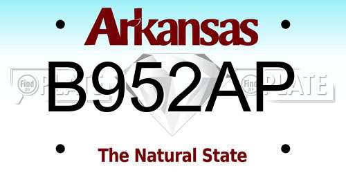 B952AP Arkansas License Plate