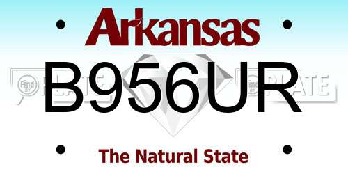 B956UR Arkansas License Plate