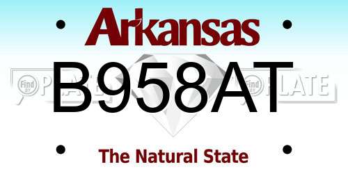 B958AT Arkansas License Plate