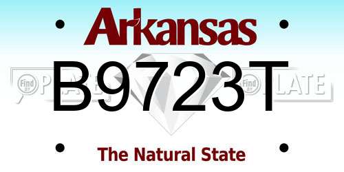 B9723T Arkansas License Plate