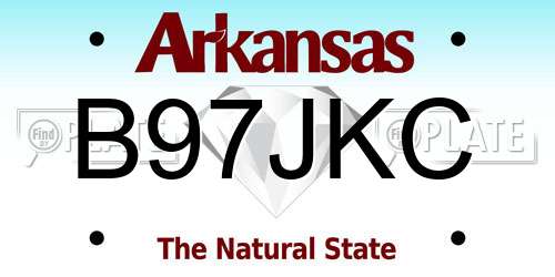 B97JKC Arkansas License Plate