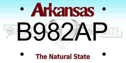 B982AP Arkansas License Plate