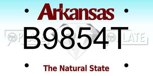 B9854T Arkansas License Plate