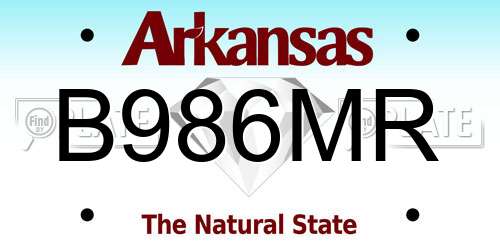 B986MR Arkansas License Plate
