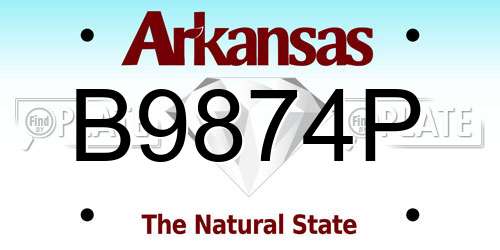 B9874P Arkansas License Plate