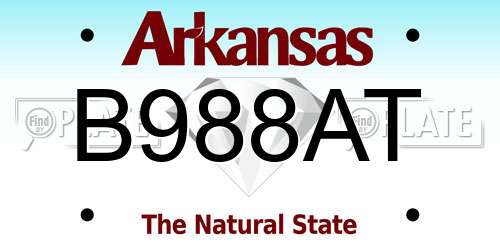 B988AT Arkansas License Plate