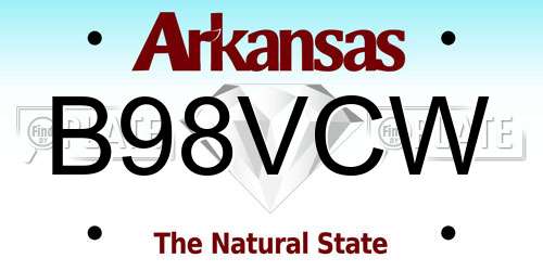 B98VCW Arkansas License Plate