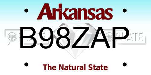 B98ZAP Arkansas License Plate