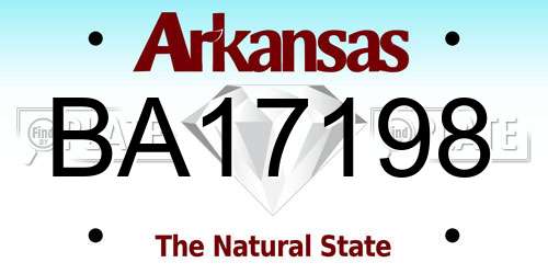 BA17198 Arkansas License Plate