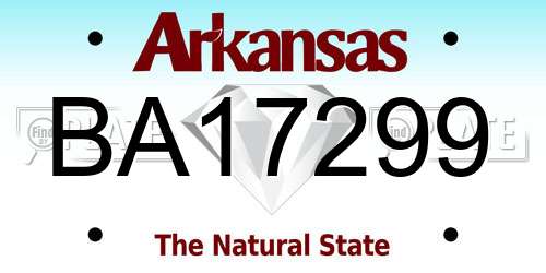 BA17299 Arkansas License Plate