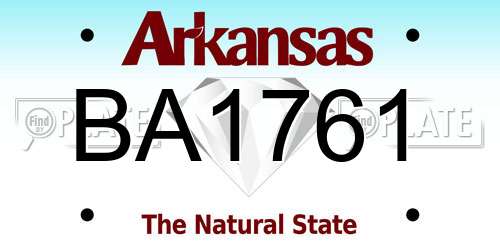 BA1761 Arkansas License Plate