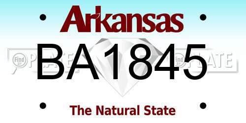 BA1845 Arkansas License Plate