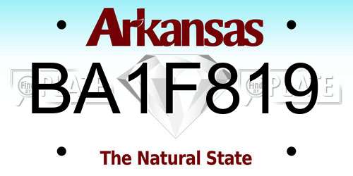 BA1F819 Arkansas License Plate