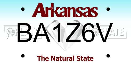 BA1Z6V Arkansas License Plate