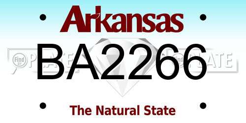 BA2266 Arkansas License Plate