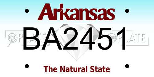 BA2451 Arkansas License Plate