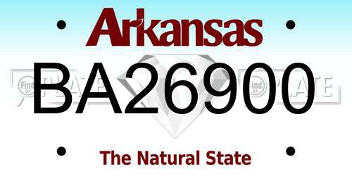 BA26900 Arkansas License Plate