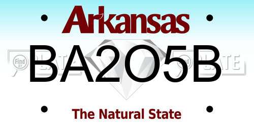 BA2O5B Arkansas License Plate