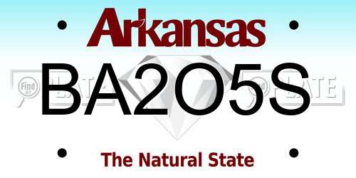 BA2O5S Arkansas License Plate