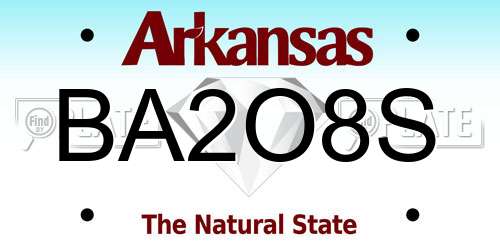 BA2O8S Arkansas License Plate