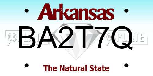 BA2T7Q Arkansas License Plate
