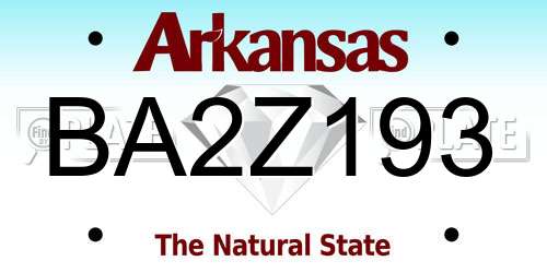 BA2Z193 Arkansas License Plate