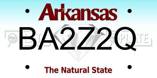 BA2Z2Q Arkansas License Plate