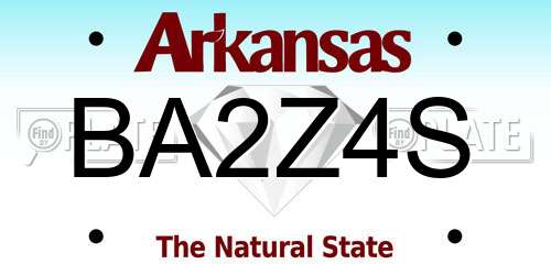 BA2Z4S Arkansas License Plate